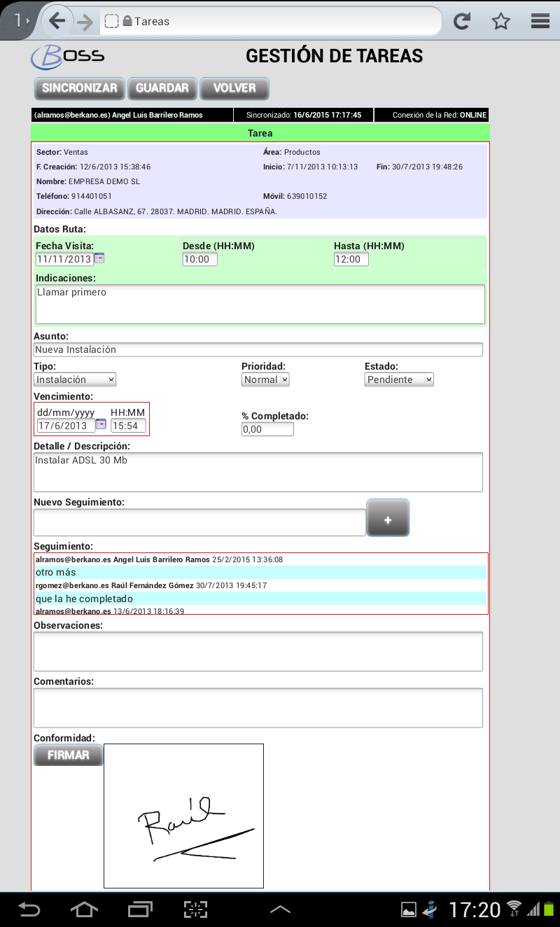 Firma de Tarea(Tablet)